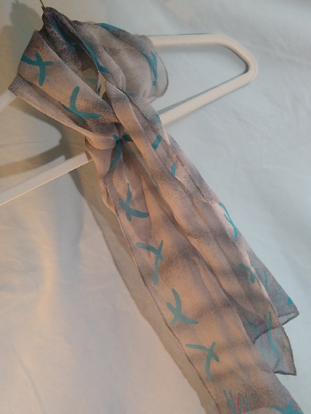Anne Klein sheer silk chiffon or crepe scarf
